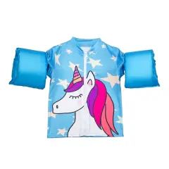 Swim Central 18-Inch Turquoise Girls Swim Shirt "Making Magic" Floaties With a Unicorn Blue