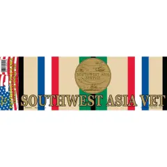 Southwest Asia Veteran Ribbon & Medal Bumper Sticker 3-1/4"X9"