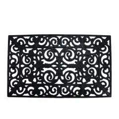 Northlight Scroll Design with Open Back Welcome Doormat 18" x 30" Black