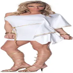 Underwraps Women's White and Gold Venus Greek Goddess Mini Dress Halloween Costume - Large