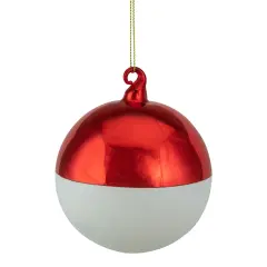 Northlight Shiny and Matte Christmas Glass Ball Ornament - 3.5" - Red and White
