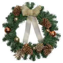 Northlight Pre-Decorated Pine Cones and Ornaments Artificial Christmas Wreath - 24" - Unlit Green