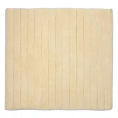 Contemporary Home Living 17" x 24" Cream White Ribbed Woven Rectangular Trendy Bath Rug