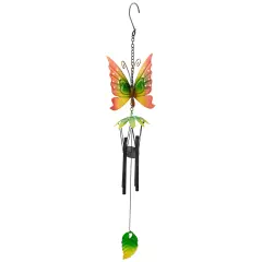 Northlight 19" Red Metal Butterfly Outdoor Garden Windchime