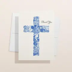 Christian Cross Thank You Card - 1, 12 or 24 Eco-Friendly Cards With Envelopes