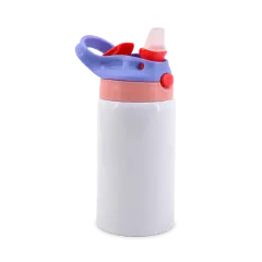 12oz Straight Stainless Steel Kids Water Bottle with Straw
