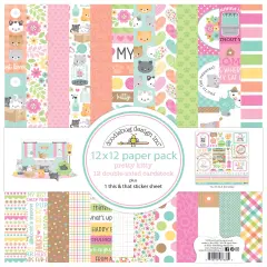 Doodlebug Double-Sided Paper Pack 12"X12" 12/Pkg-Pretty Kitty
