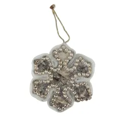 Northlight Snowy Woodland Snowflake Christmas Ornament - 4" - White and Brown Gray