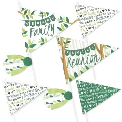 Big Dot of Happiness Family Tree Reunion - Triangle Family Gathering Party Photo Props - Pennant Flag Centerpieces - Set of 20