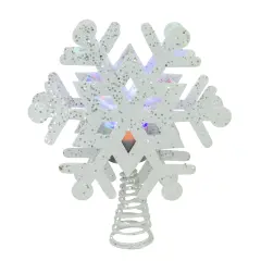 Northlight 12" Lighted White Snowflake Christmas Tree Topper - Multicolor Lights