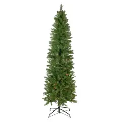 Northlight 6.5' Pre-Lit Silver Lake Fir Pencil Artificial Christmas Tree, Multi Lights Green