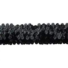 Belagio Stretch Sequin Trim, 1.5" Wide, Black, 10-Yard Bolt