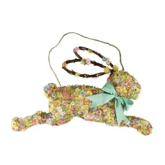 Raz 18.5" Running Pastel Floral Bunny Rabbit Spring Door Hanger Brown
