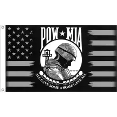 POW MIA Flag with Grommets 3ft x 5ft Black & White