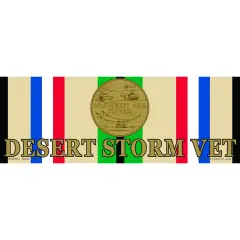 Desert Storm Veteran Ribbon & Medal Bumper Sticker 3-1/4"X9"