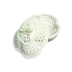 Roman 25th Wedding Anniversary To Have & To Hold Porcelain Trinket Basket White