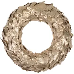 Northlight Gold Layered Leaves Christmas Wreath, 15.5-Inch, Unlit