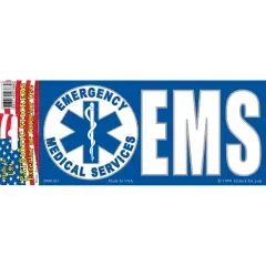 BM0183 Blue Emergency Medical Services Logo Sticker (3x6.5'')
