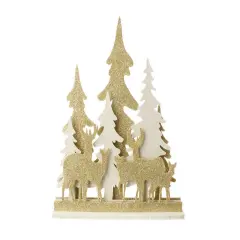 Raz 16.5" Gold and White LED Lighted Deer Silhouette Christmas Tabletop Decor