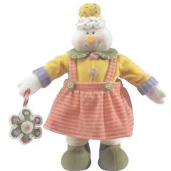 GCA International 20" Yellow and White Glittery Pastel Plush Christmas Candy Snowgirl