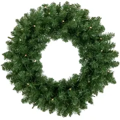 Northlight Pre-Lit Vernon Pine Artificial Christmas Wreath, 24-Inch, Warm White LED Lights Green