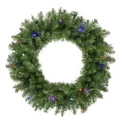 Northlight Pre-Lit Rockwood Pine Artificial Christmas Wreath - 24" - Multi LED Lights Green