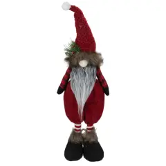 Northlight Standing Buffalo Plaid Gnome with Berry Pine Christmas Figure - 17" Red