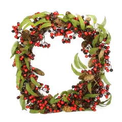 DAK Leafy Mixed Berry and Pine Cone Artificial Christmas Wreath - 24" - Unlit Red