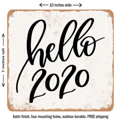 DECORATIVE METAL SIGN - Hello020 - Vintage Rusty Look