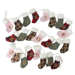 Northlight Countdown to Christmas Plaid Stocking Garland - 8' x 1" - Multicolor - Unlit White
