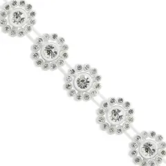 10 yards of Oval Medallion Glass Rhinestone Trim | 10 yard cut White