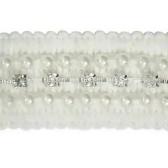 5 yards of ReynaWoven Braidw /Pearl and Rhinestone Trim | 5 yard cut