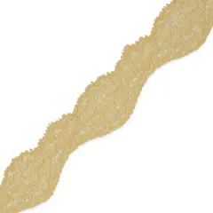 10 yards of Tifa 1 3/16"Scalloped Stretch Raschel Lace Trim | 10 yard cut Champagne