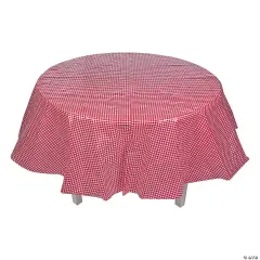 82" Red Gingham Round Plastic Tablecloth