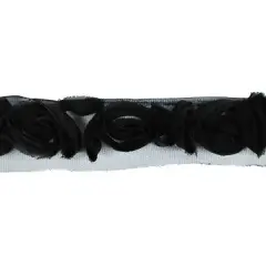 10 yards of Organza Roses on Net Trim | 10 yard cut Black