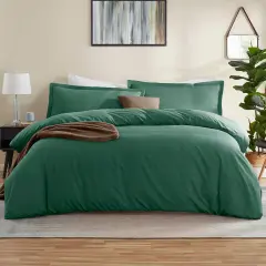 Nestl Double Brushed Microfiber Duvet Cover Set Dark Green