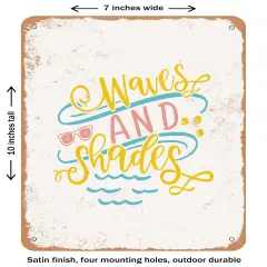 DECORATIVE METAL SIGN - Waves and Shades - 2- Vintage Rusty Look