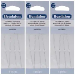 3-PACK - Beadalon Collapsible Eye Needles 2.5-Inch Fine 4 per Pack (in Rigid Pak TM mailer)