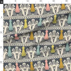 Various Fabrics by the Yard or Fat Quarter Pastel Tassels Lace Stripe Sewing Room Distressed Custom Printed Fabric by Spoonflower