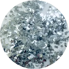 Polyester Glitter - Night Sky Star & Moon Glitter Shape by Glitter Heart Co.&trade;