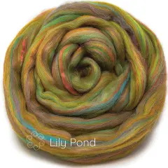 Merino Bamboo Blend Wool Fiber. Soft Combed Top Roving for Spinning & Felting. Lily Pond