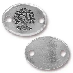 Oval Bird in a Tree Link 20x15m Antique Silver Plated