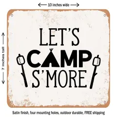 DECORATIVE METAL SIGN - Lets Camp Smore - Vintage Rusty Look