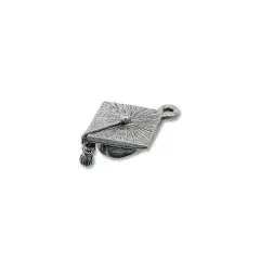Charm for Jewelry Making - Graduation Cap 18x17mm Pewter Antique Silver Plated (1-Pc)