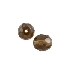Czech Fire Polished Glass Round Beads 6mm Smokey Topaz (Package of 10)