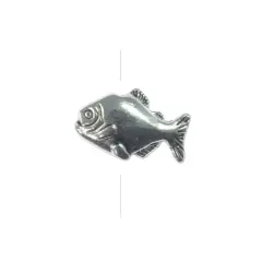 Fish Bead 10x16mm Pewter Antique Silver Plated (Package of 1)