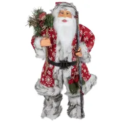 Northlight 24" Snowflake Santa Claus with Staff and Mittens Christmas Figure Red