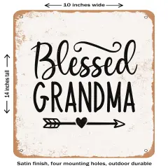 DECORATIVE METAL SIGN - Blessed Grandma - 3- Vintage Rusty Look