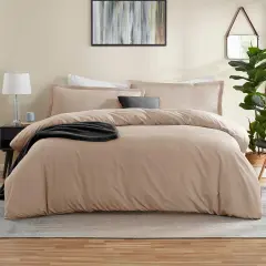 Nestl Double Brushed Microfiber Duvet Cover Set Taupe