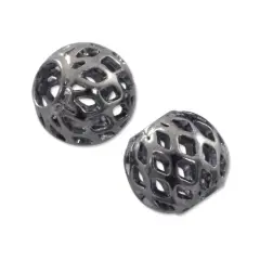 Round Filigree Bead 6mm Gunmetal Plated (Package of 10 Beads)